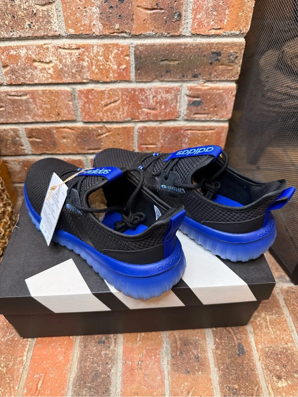 Adidas Kaptir 4.0 Youth Size 6 Black Blue Cloudfoam Running Shoes Sneakers NWT